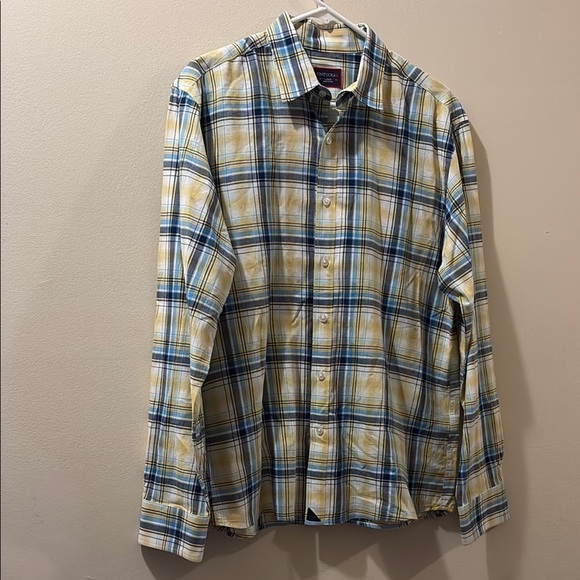 UNTUCKit Men's Plaid Shirt in Yellow and Blue size large 100% cotton - Picture 1 of 6